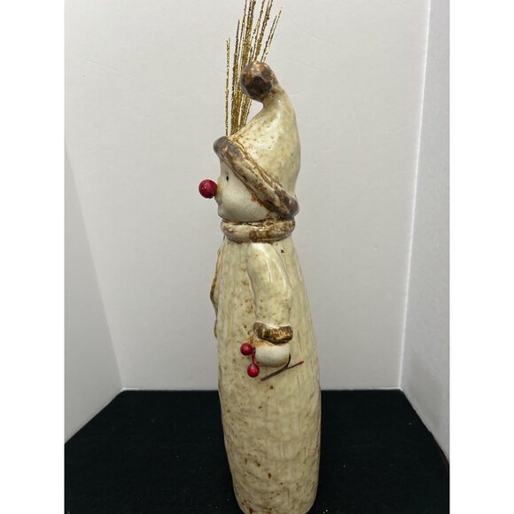 Ceramic Snowman Figurine Glitter Twig & Red Nose Festive Winter Holiday Decor - Picture 12 of 12